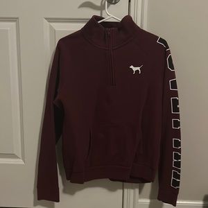 Victoria Secret PINK - Quarter zip sweatshirt. Maroon - Size : Medium